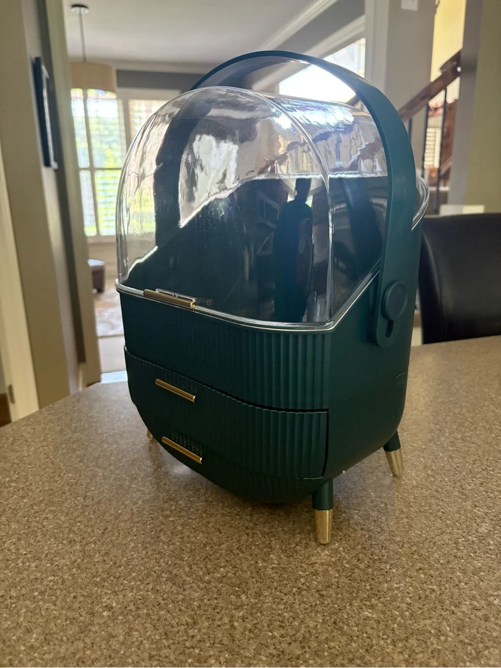Makeup Organizer Case with Clear Dome - green NWT
